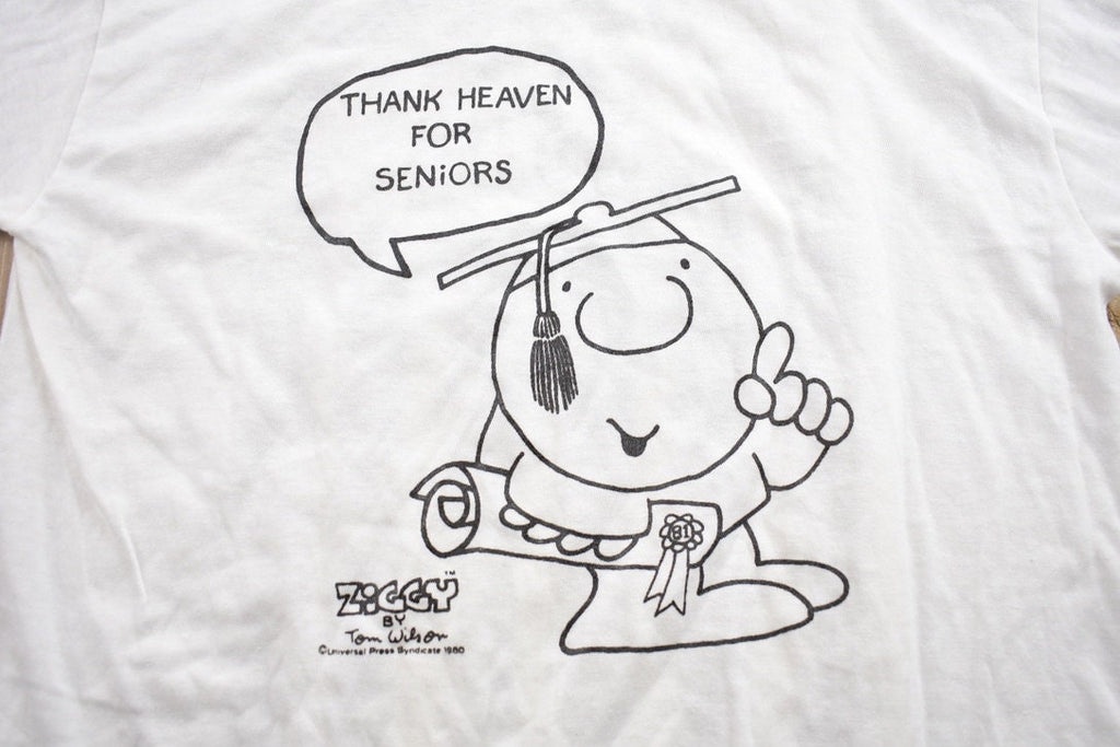Vintage 1981 Ziggy By Tom Wilson Thank Heaven For Seniors Class of '81 Graphic T-Shirt