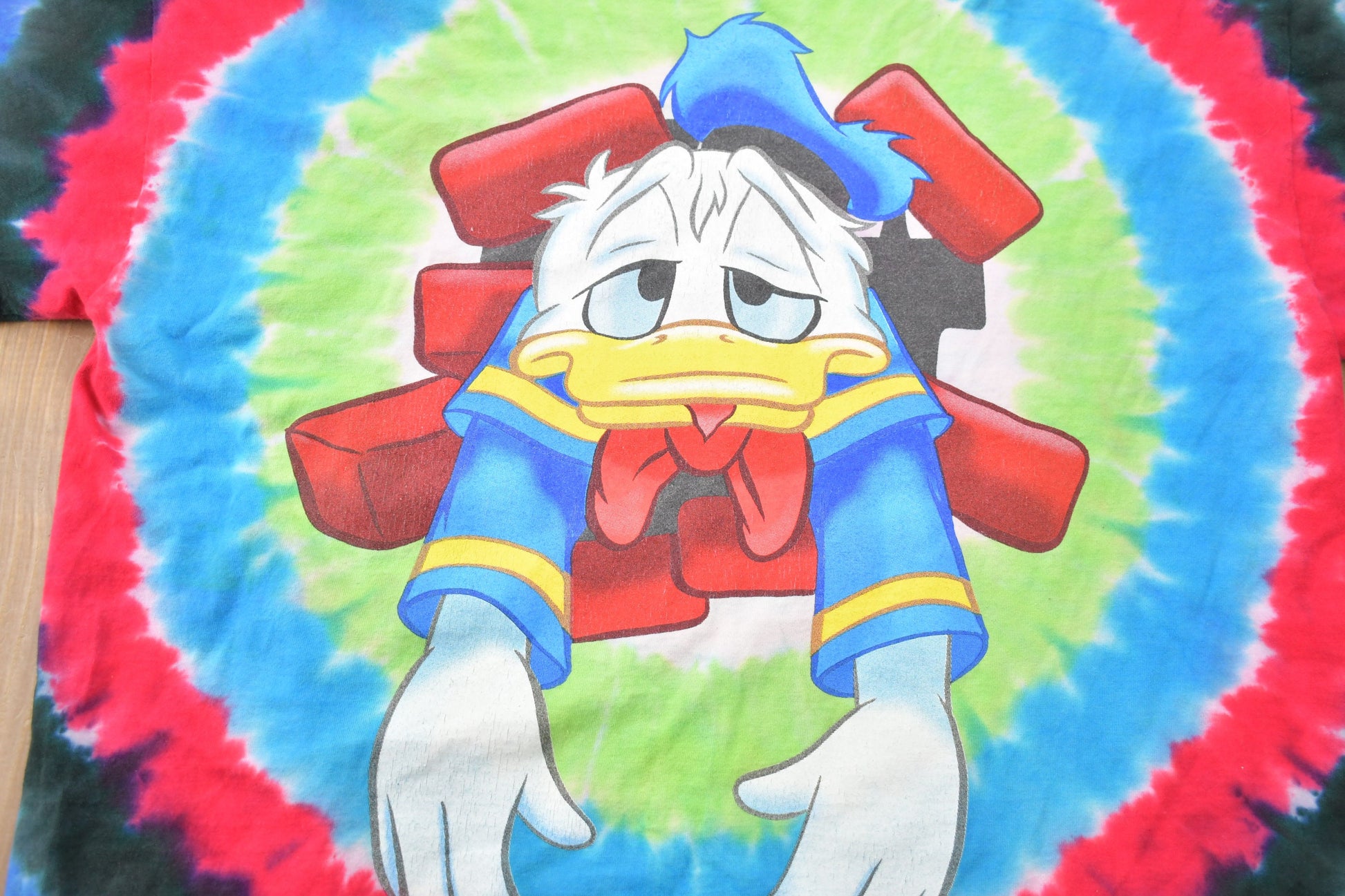 Vintage 1990s Donald Duck Mickeys Philarmagic Doubled Sided Tye Dye Disney T-Shirt AOP