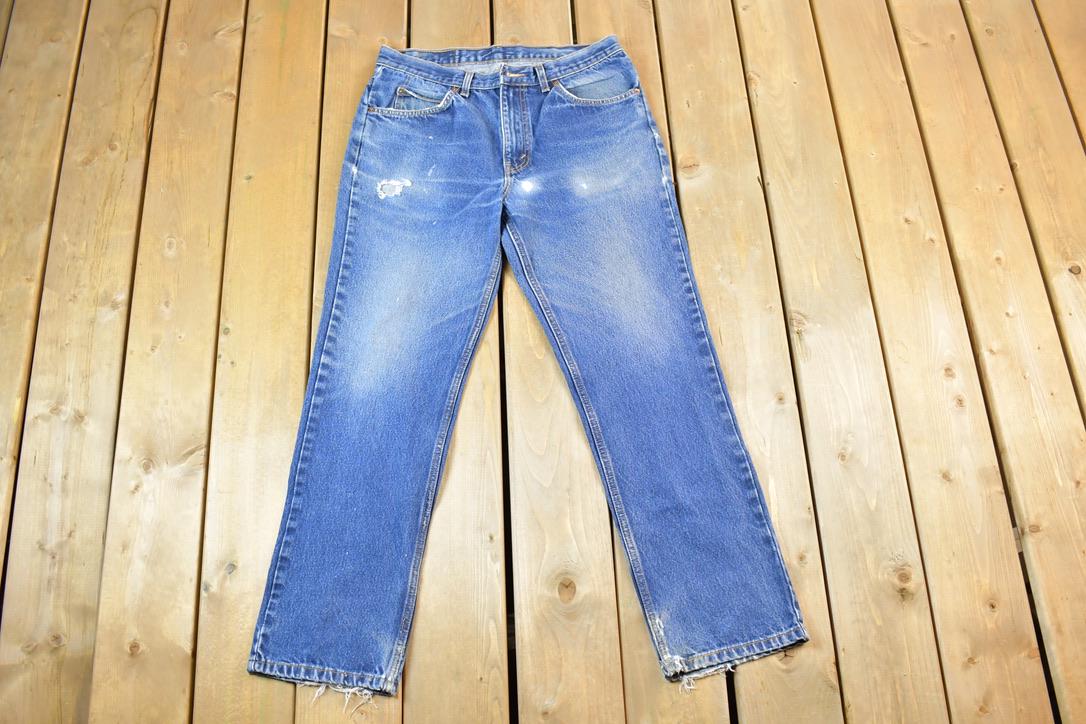 Vintage 1970s Levi Strauss Orange Tab Denim Jeans Size 32 x 30 Made In USA