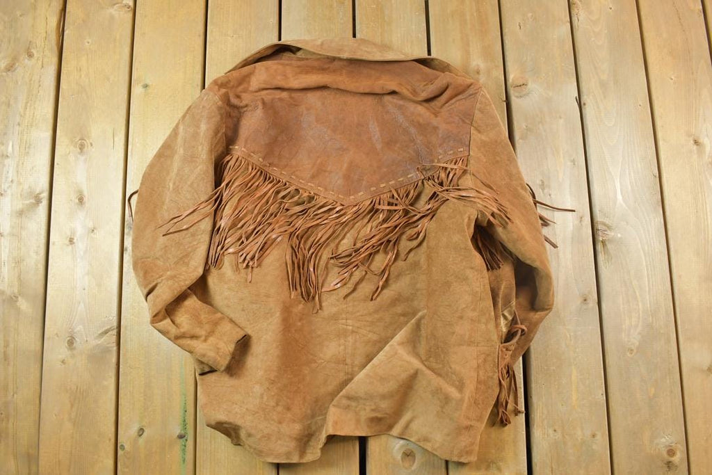 Vintage 1970s Scully Western Leather Fringed Cowboy Jacket Made In USA