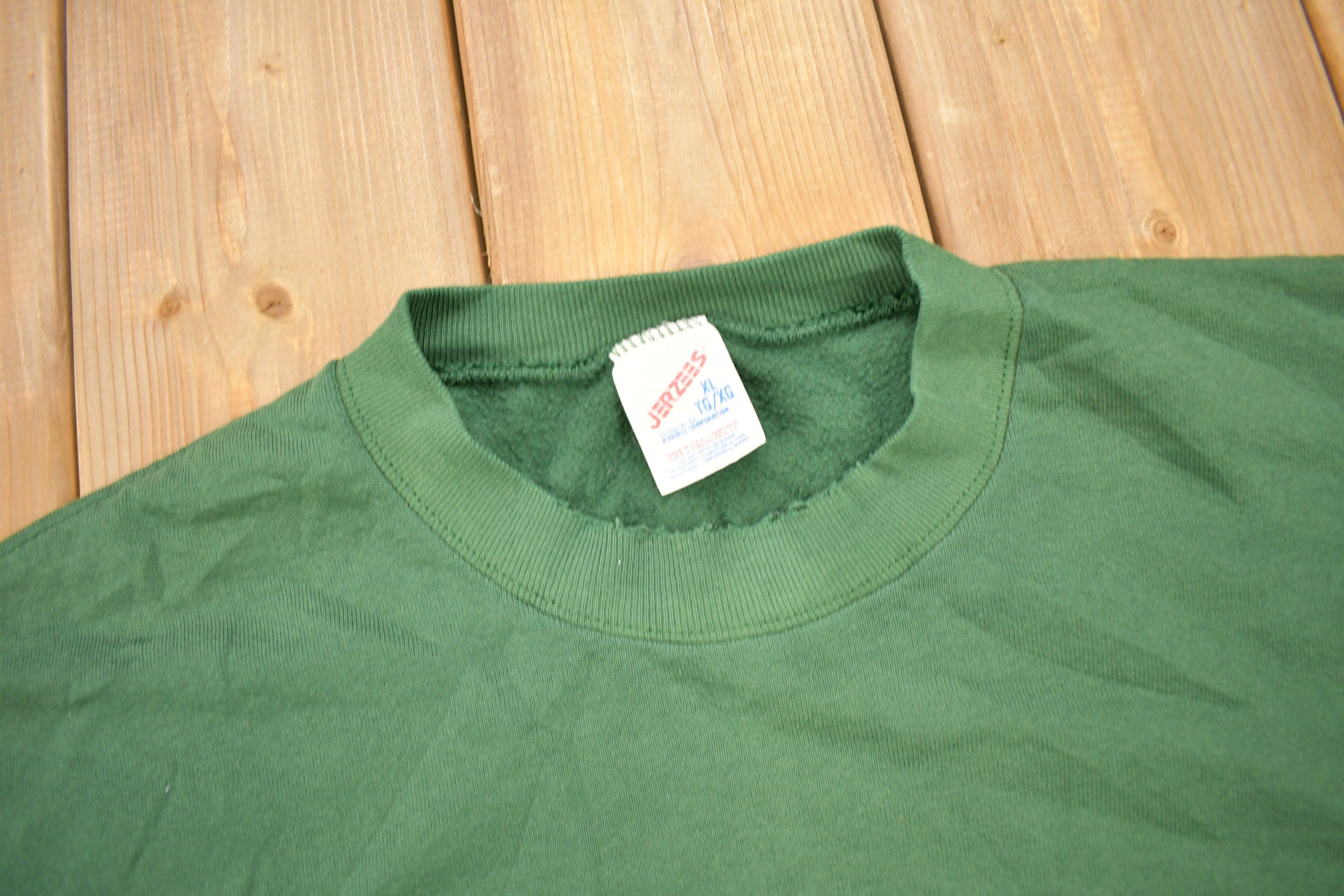 Vintage 1990s Forest Green Blank Jerzees Crewneck Sweatshirt
