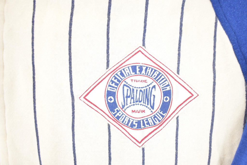 Vintage 1990s Spalding MLB Striped Full Zip Crewneck Sweatshirt Men's L