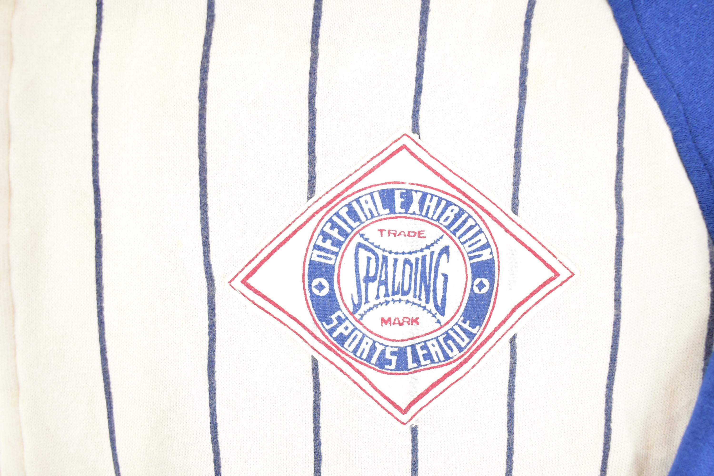 Vintage 1990s Spalding MLB Striped Full Zip Crewneck Sweatshirt Men's L