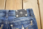 Vintage Y2K Miss Me Thrashed Bedazzled Cowgirl Western Boot Cut Low Rise Jeans Size 26x33