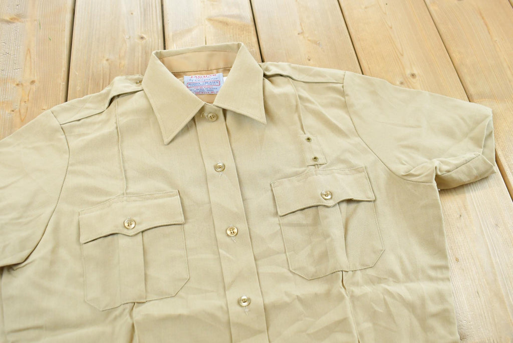 Vintage 1980s Jaguar Tropical by Conqueror Button Up Beige Safari Style Shirt Men's /