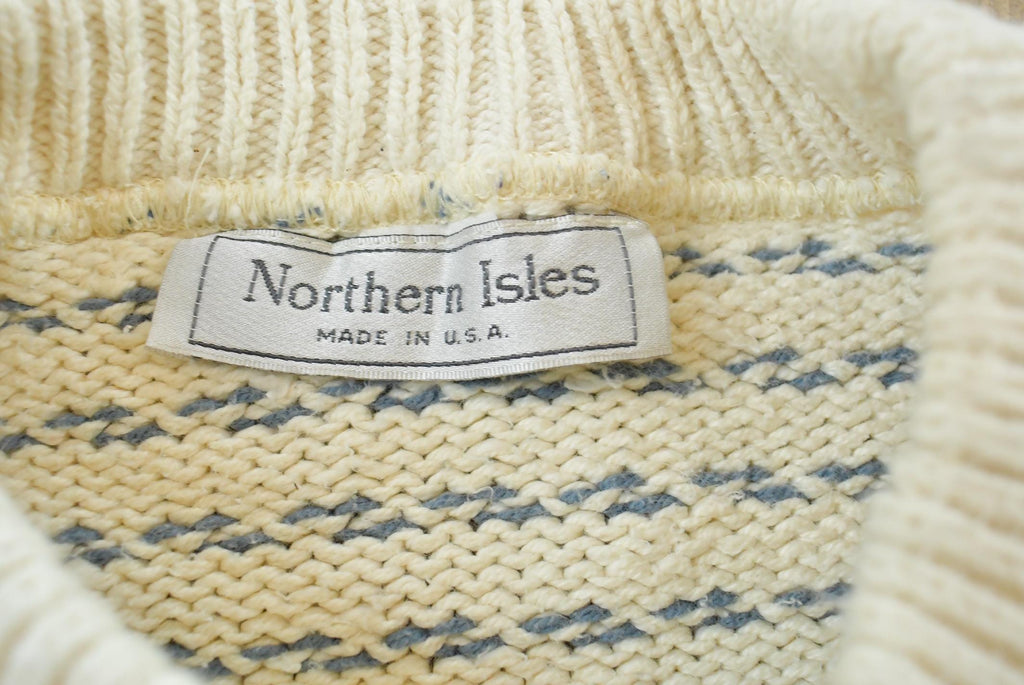 Vintage 1990s Northern Isles Hand Embroidered 3D Knit Abstract Pattern Crewneck Sweater Mens M / Made in USA / Preppy Knits