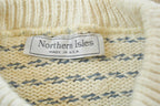 Vintage 1990s Northern Isles Hand Embroidered 3D Knit Abstract Pattern Crewneck Sweater Mens M / Made in USA / Preppy Knits