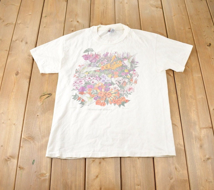 Vintage 1994 Hummingbird Garden Souvenir Travel T Shirt Made In USA
