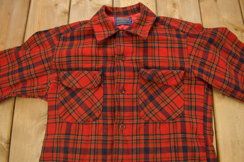 Vintage 1960s Pendleton Plaid Button Up Board Shirt