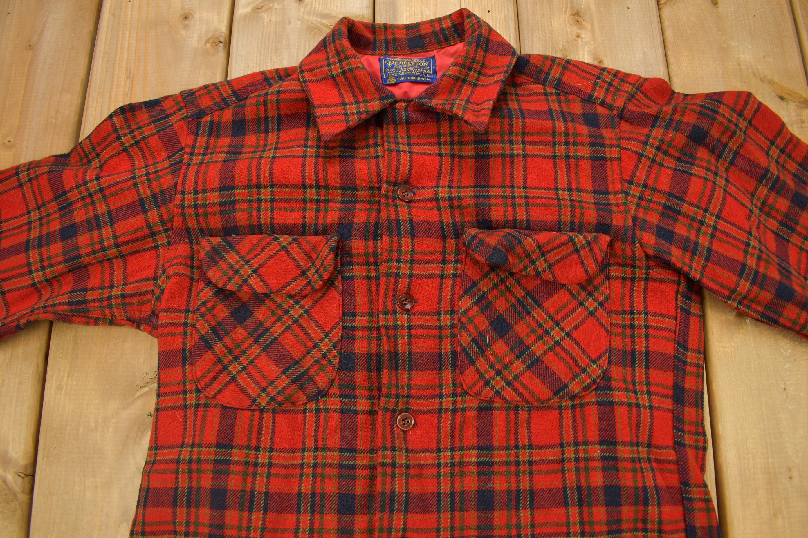 Vintage 1960s Pendleton Plaid Button Up Board Shirt