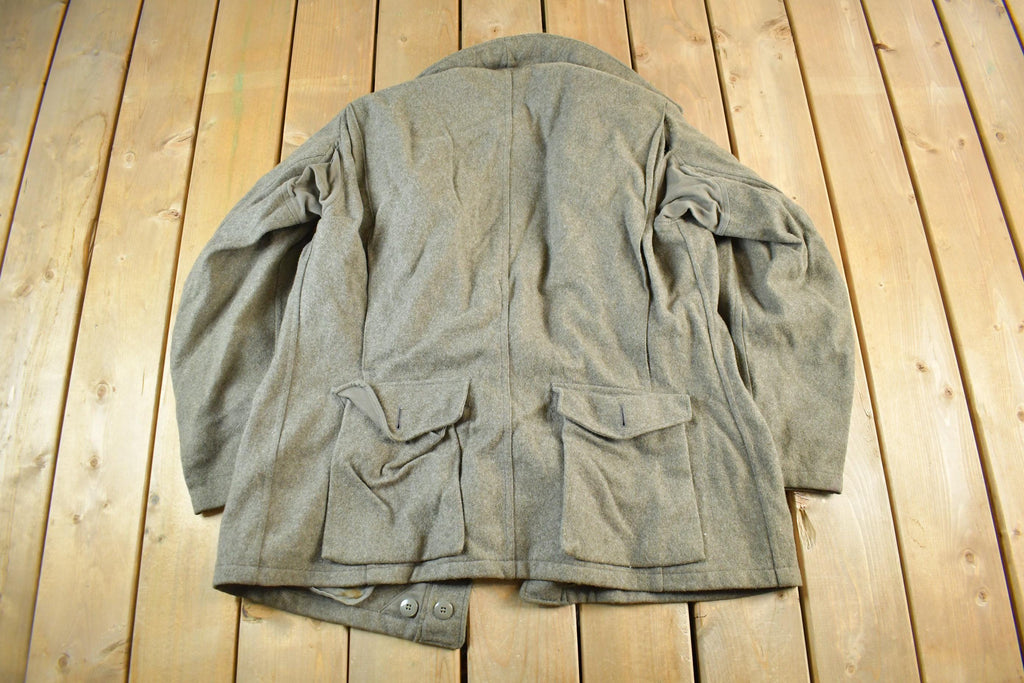 Vintage 1940s WW2 Era European Military Wool Collared Army Jacket Men's Large