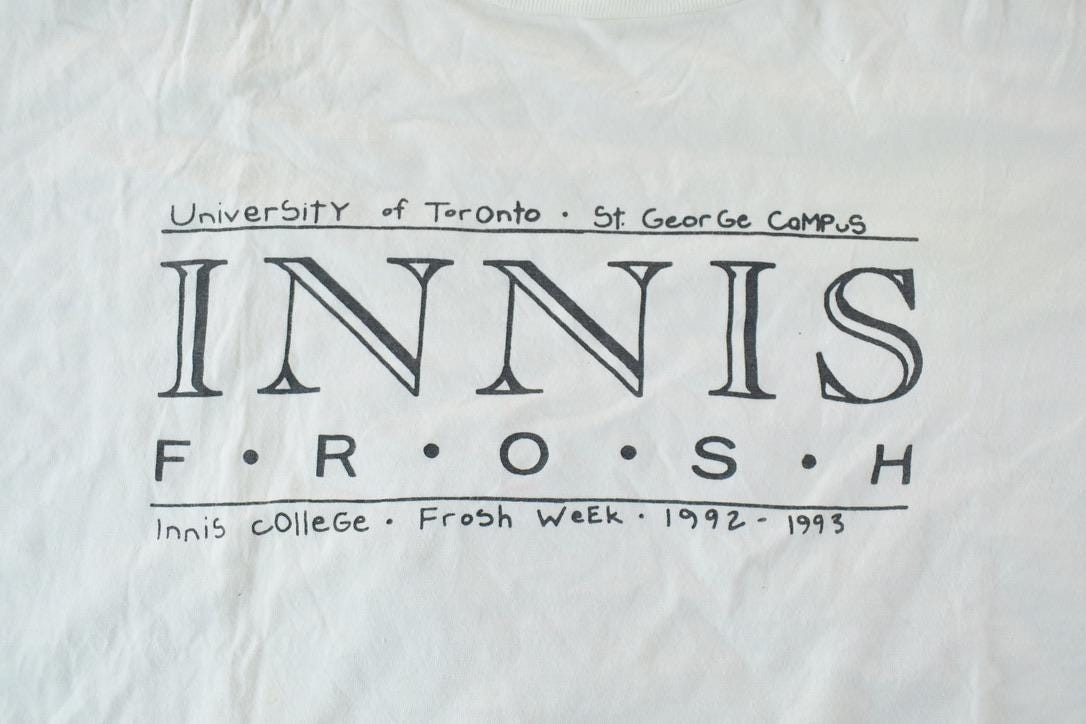 Vintage 1992 1993 Innis Frosh Week Souvenir T-Shirt