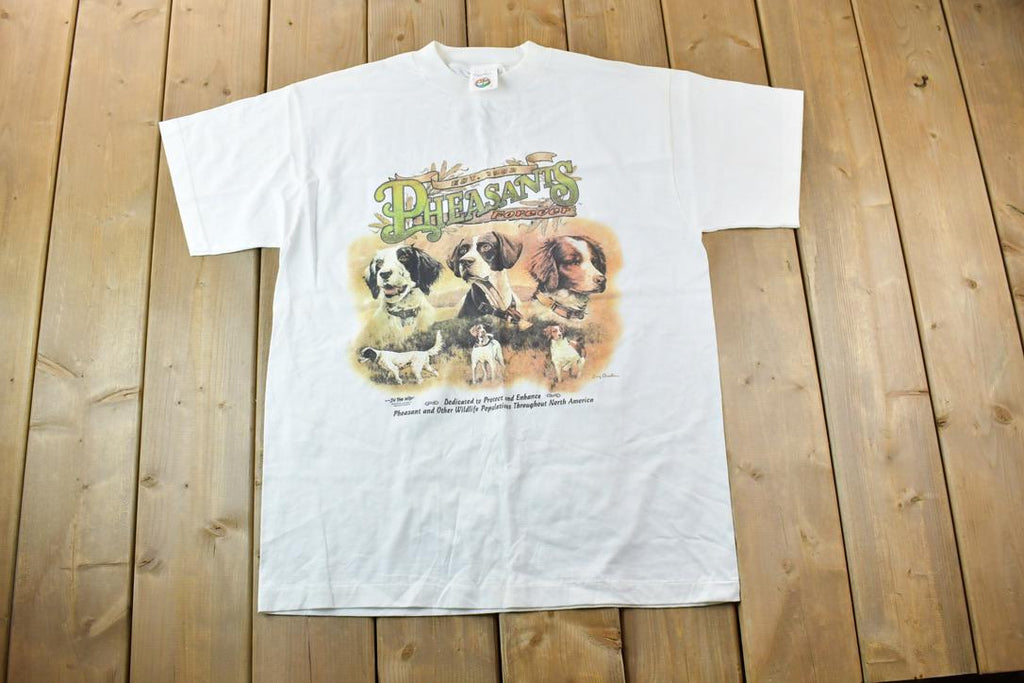 Vintage 1990s Pheasants And Dogs Graphic T-Shirt