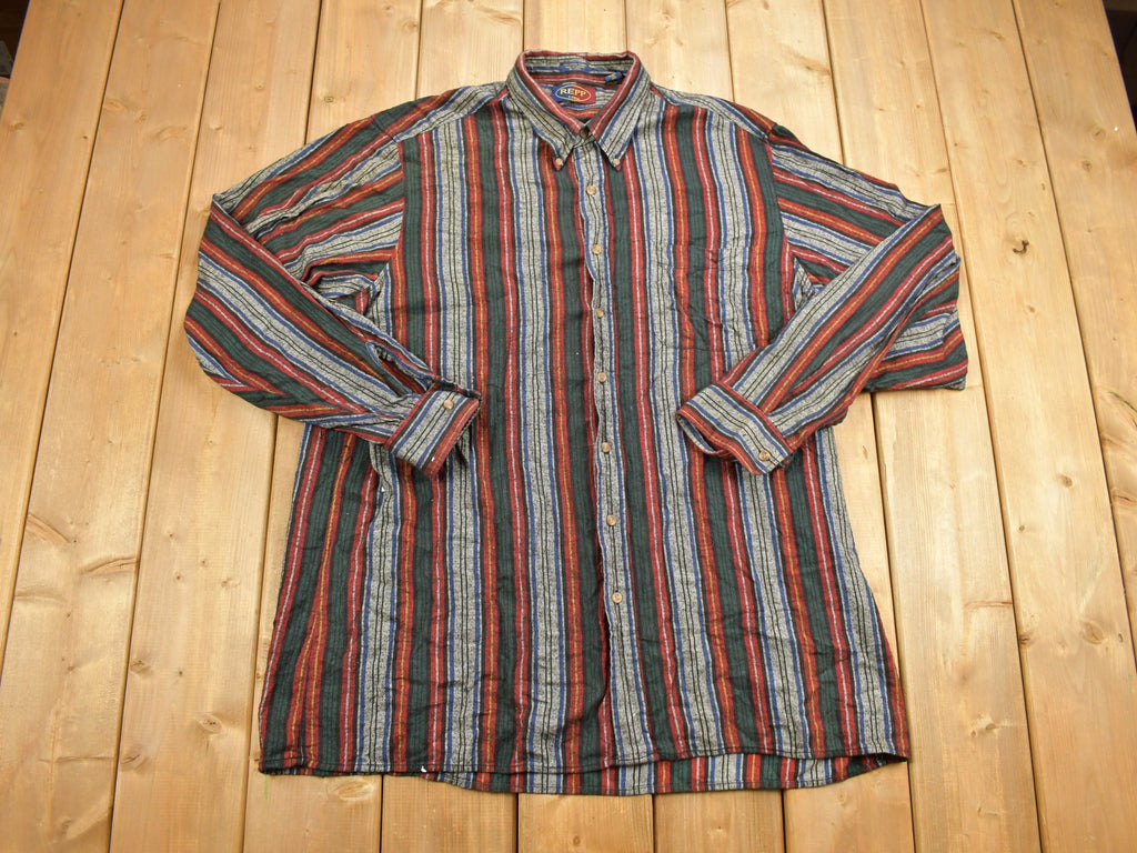 Vintage 1990s REPP Vertical Striped Button Up Shirt