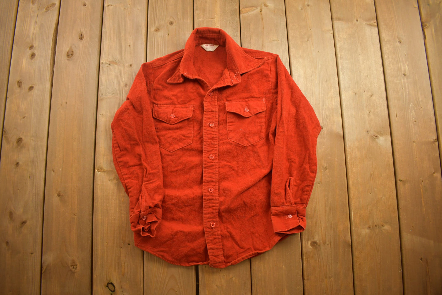 Vintage 1980s Frostproof Blank Red Button Up Shirt / 1980s Button Up / Vintage Flannel / Basic Button Up / Vintage Blanks