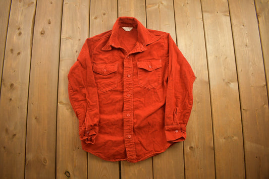 Vintage 1980s Frostproof Blank Red Button Up Shirt / 1980s Button Up / Vintage Flannel / Basic Button Up / Vintage Blanks