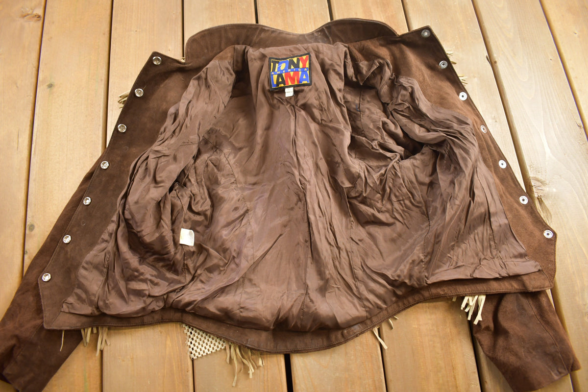 Vintage 1980s Tony Lama Americana Suede Fringe Jacket