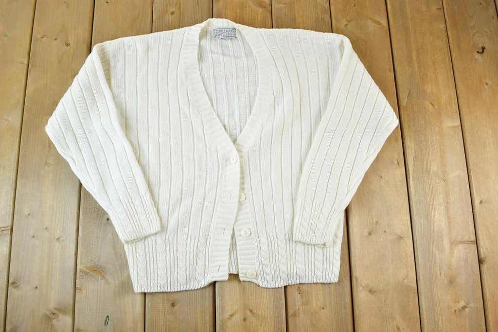 Vintage 1990s Spice Of Life Knit Perfect Mild Distress Cardigan Sweater Made In USA