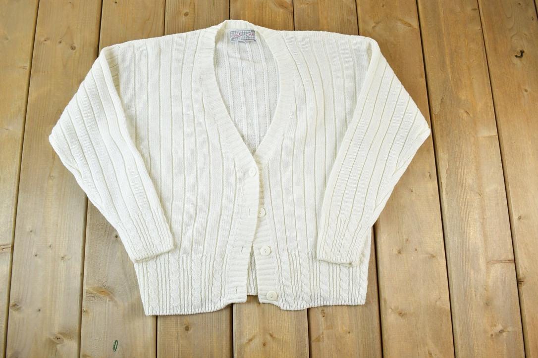 Vintage 1990s Spice Of Life Knit Perfect Mild Distress Cardigan Sweater Made In USA