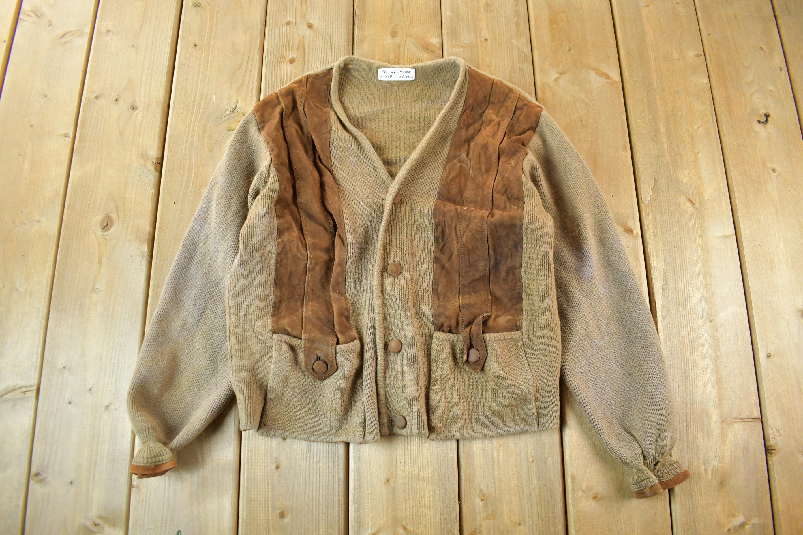 Vintage 1970s 1980s Beltinka Suede Leather Knit Cardigan Sweater Women's Small  Vintage Cardigan  Suede Button Up  Preppy  True Vintage