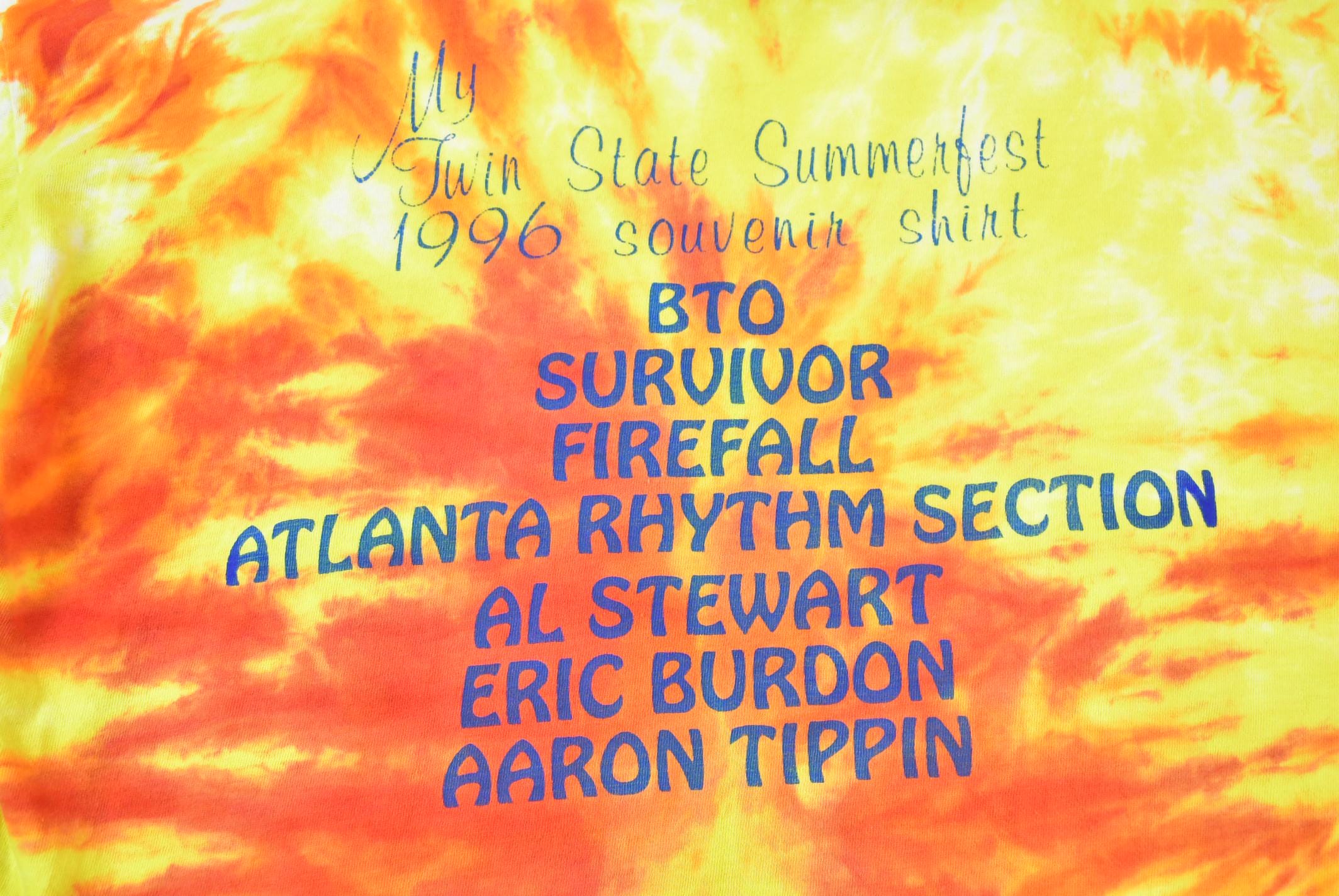 Vintage 1996 My Twin State Summerfest Tie Dye Single Stitch Graphic T-Shirt Made In USA