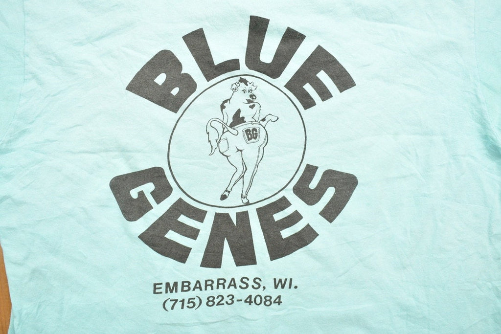 Vintage 1990s Blue Genes Embarrass Wisconsin Souvenir T Shirt