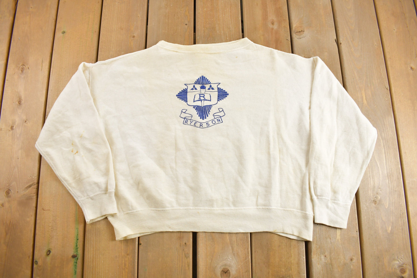 Vintage 1950s Collegiate Crewneck / True Vintage / Sportswear / White Crewneck / 50s Crewneck