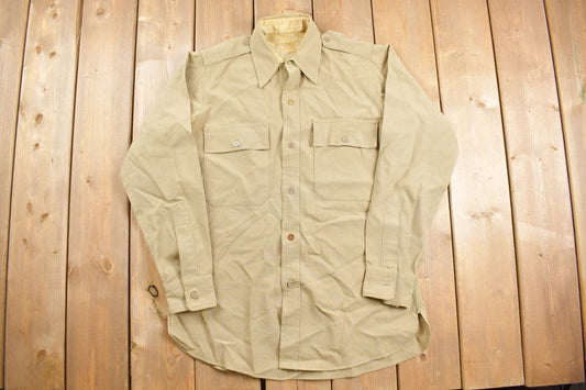 Vintage 1940s V Command Military Button Up Shirt / WWII US Officers Shirt / True Vintage / U.S. Army Top / Authentic Military Gear