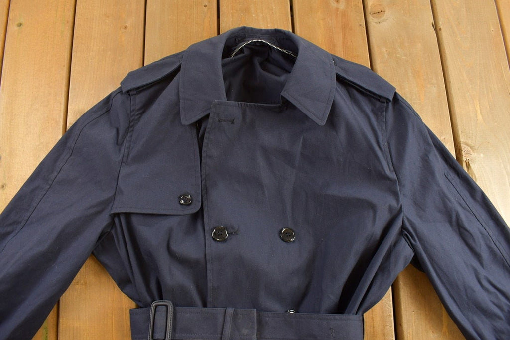 Vintage 1990s DSCP Defender Navy Blue Trench Coat