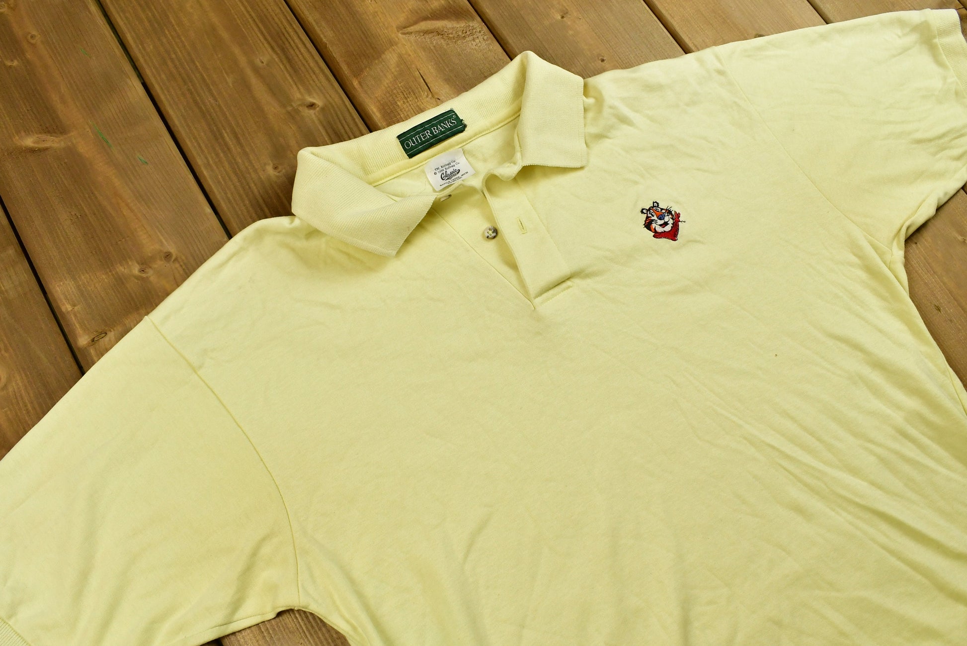 Vintage 1980s Polo Shirt / Kellog's / Tony the Tiger / Embroidered Character / Athleisure / Sportswear / Vintage Athleticwear