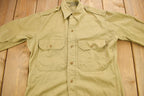 Vintage 1952 Military Khaki-1 Stand-Up Collar Button Up Shirt