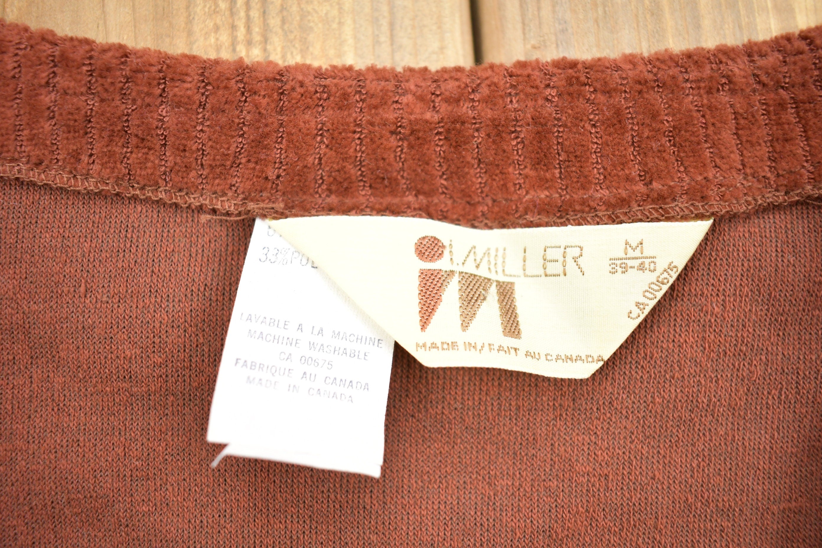 Vintage 1980s I Miller Velour V Neck Sweater