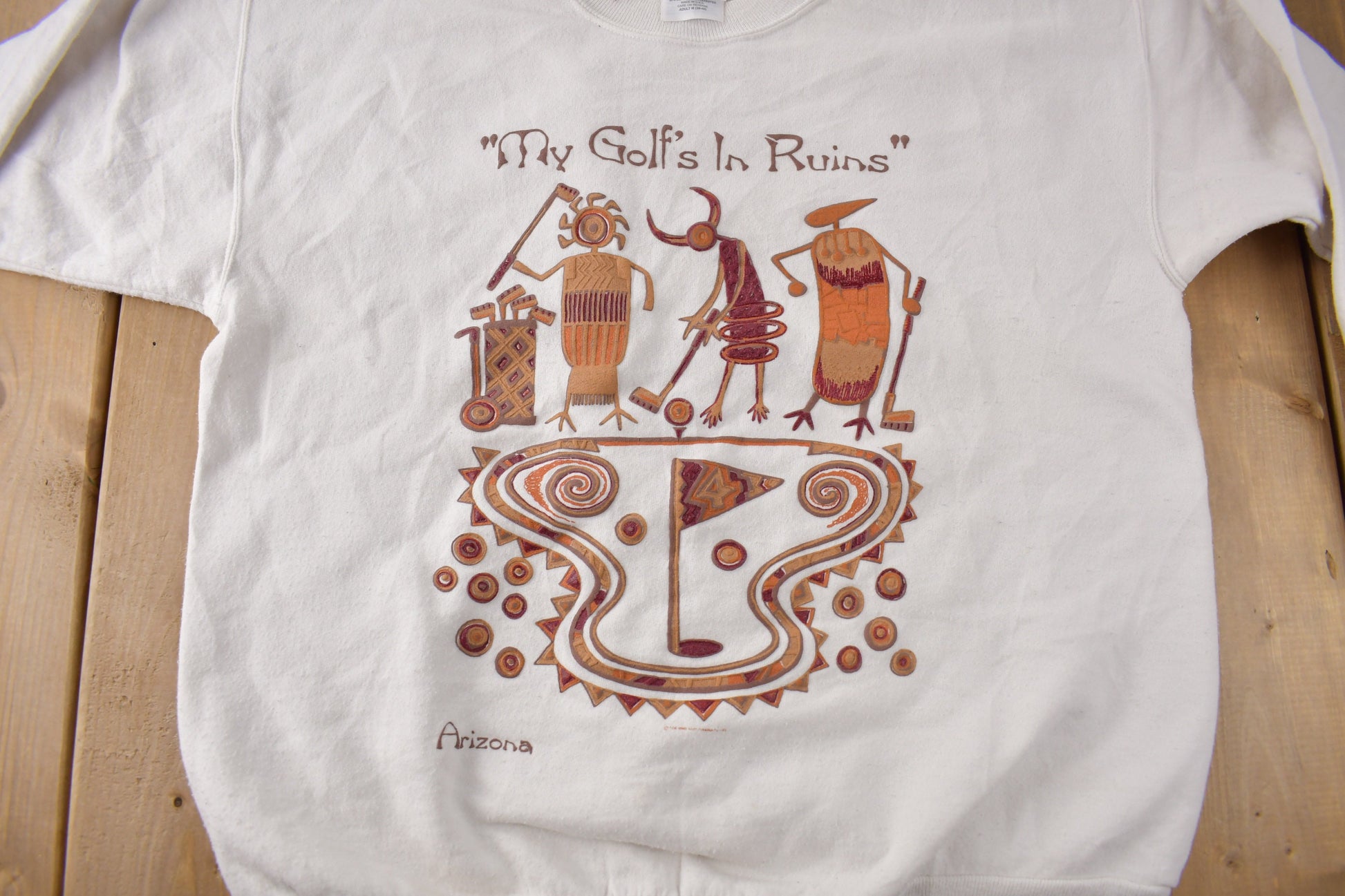 Vintage 1990s Arizona Golf Theme Crewneck Sweatshirt Made In USA Size M