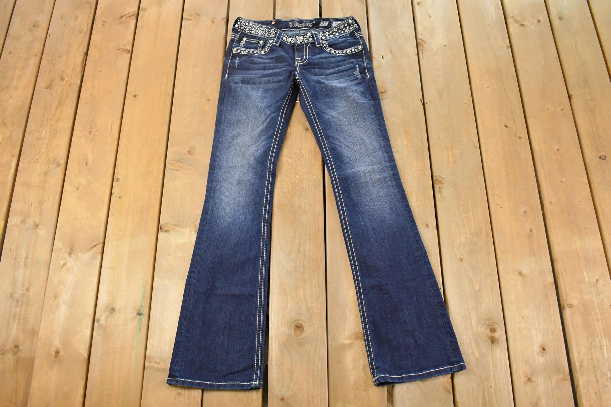 Vintage Y2K Miss Me Bedazzled Low Rise Jeans Women's Size 26x31