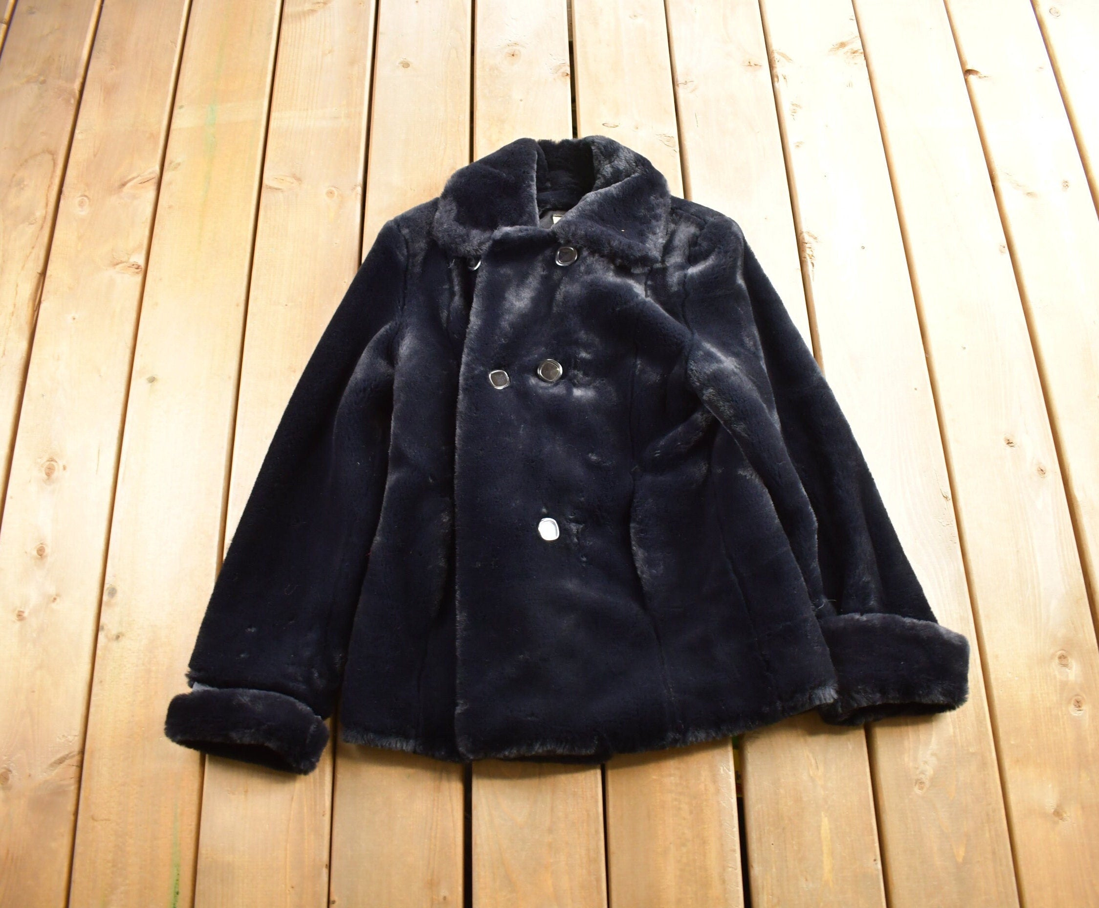Vintage 1980s Sequence Black Mink Fur Coat Made In USA
