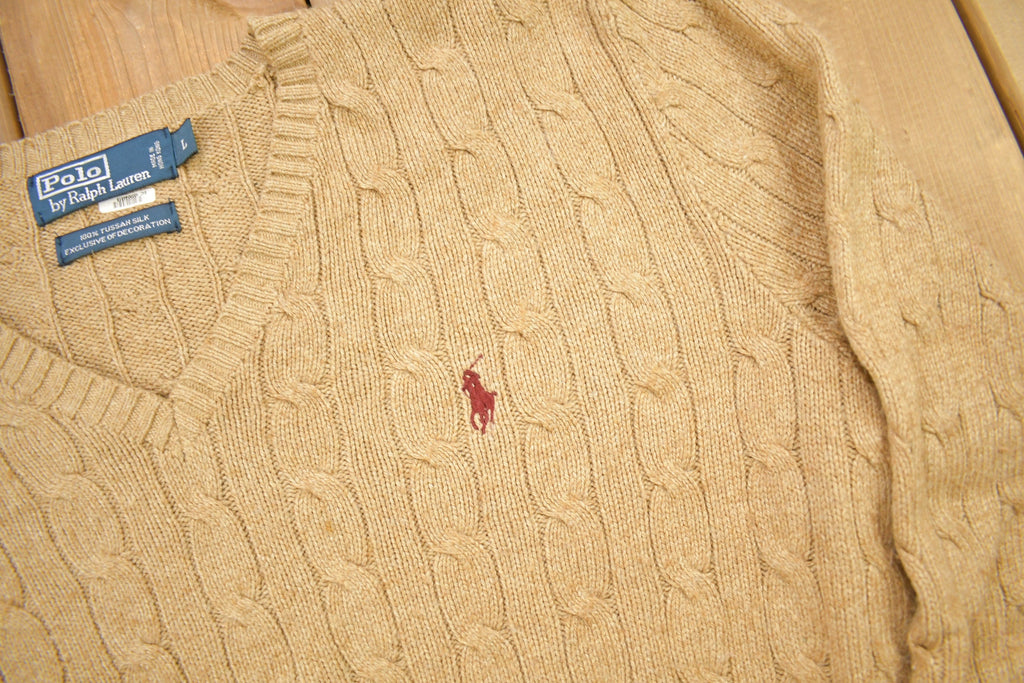 Vintage 1990s Polo Ralph Lauren Tussan Silk Knit V-Neck Sweater