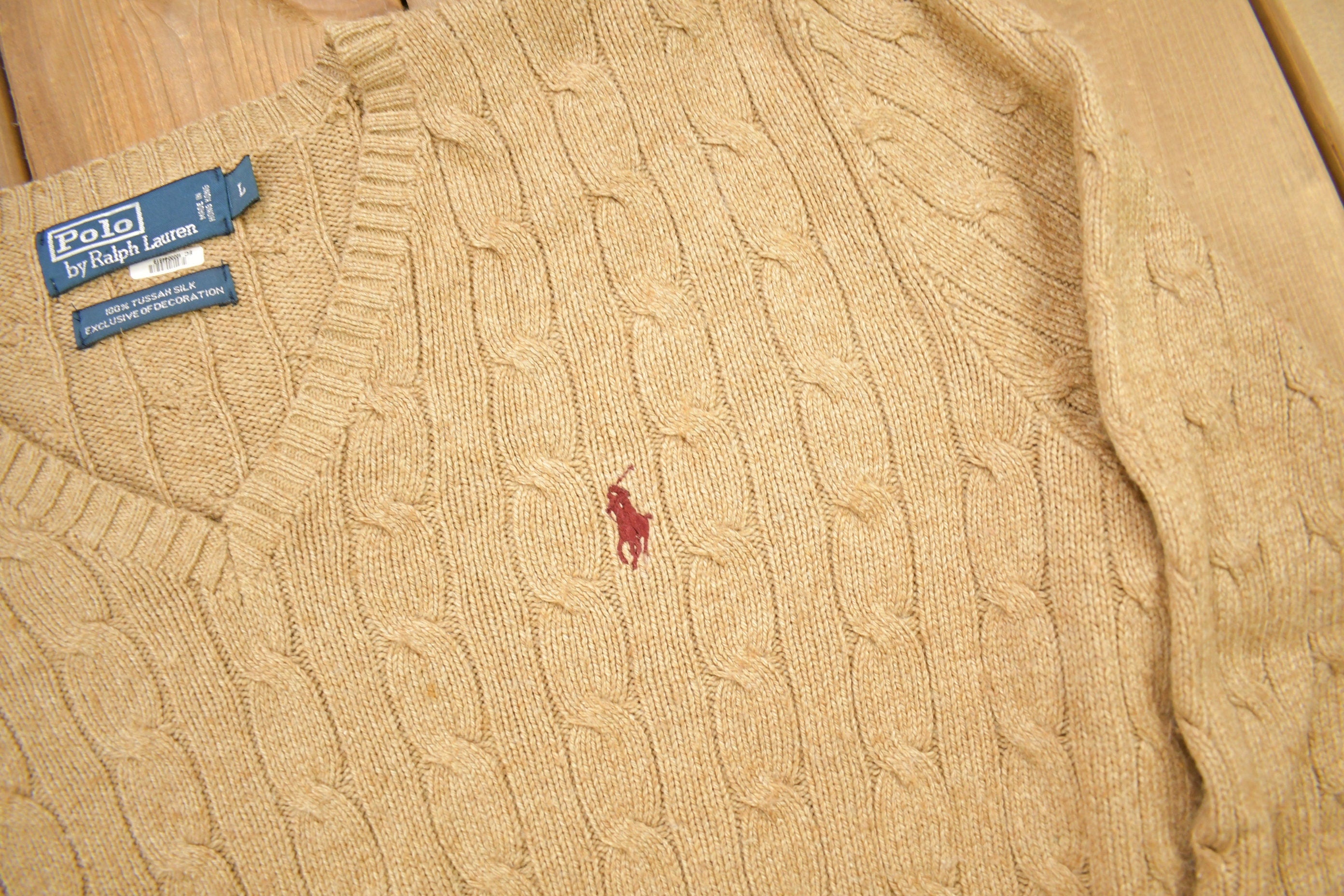 Vintage 1990s Polo Ralph Lauren Tussan Silk Knit V-Neck Sweater