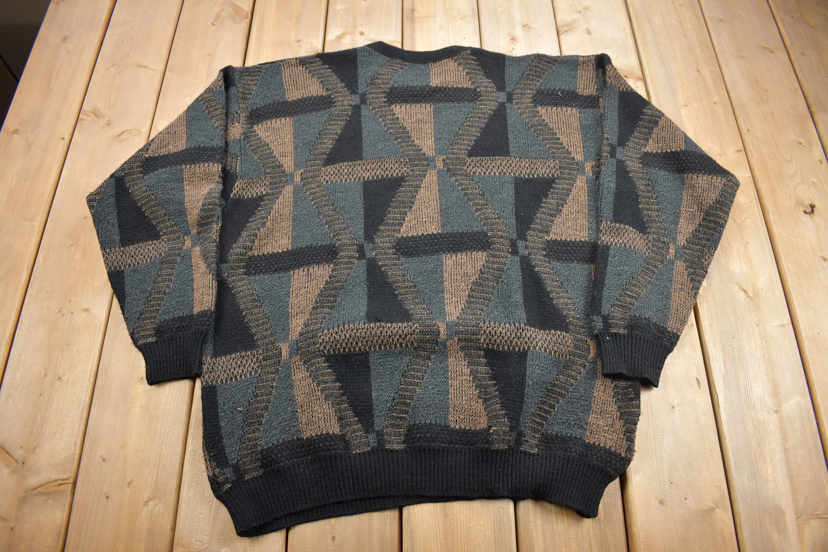 Vintage 1990s Jantzen Geometric Knit Crewneck Sweater