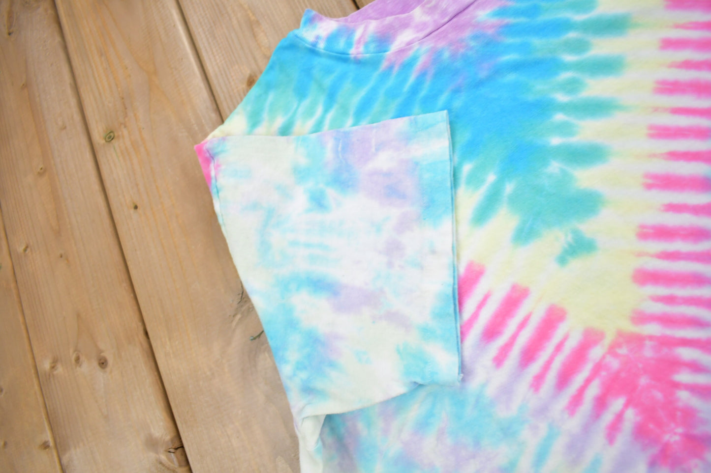 Vintage 1980s Hanes Tie Dye T Shirt / Single Stitch / Party Shirt / Purple & Blue Tie Dye / Made In USA