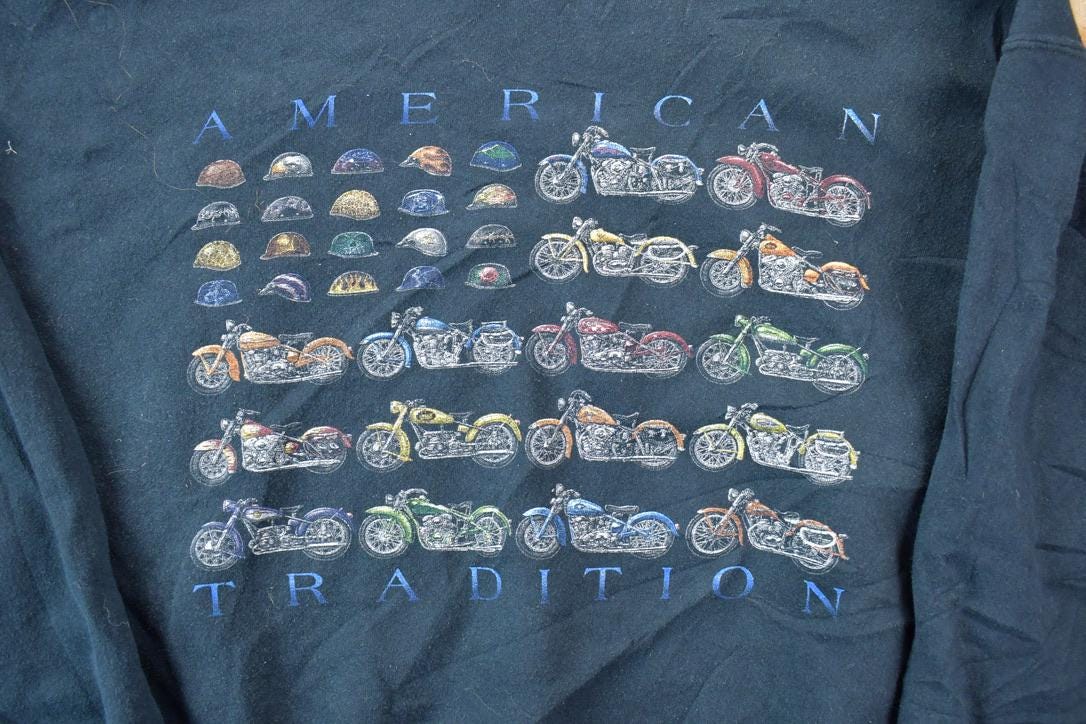 Vintage 1990s American Traditions Motorcycle Crewneck Sweatshirt