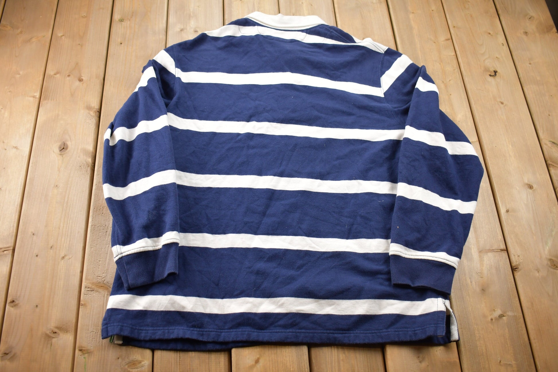 Vintage 1990s Polo Ralph Lauren Yellow Horse Stripped Embroidered Rugby Sweatshirt