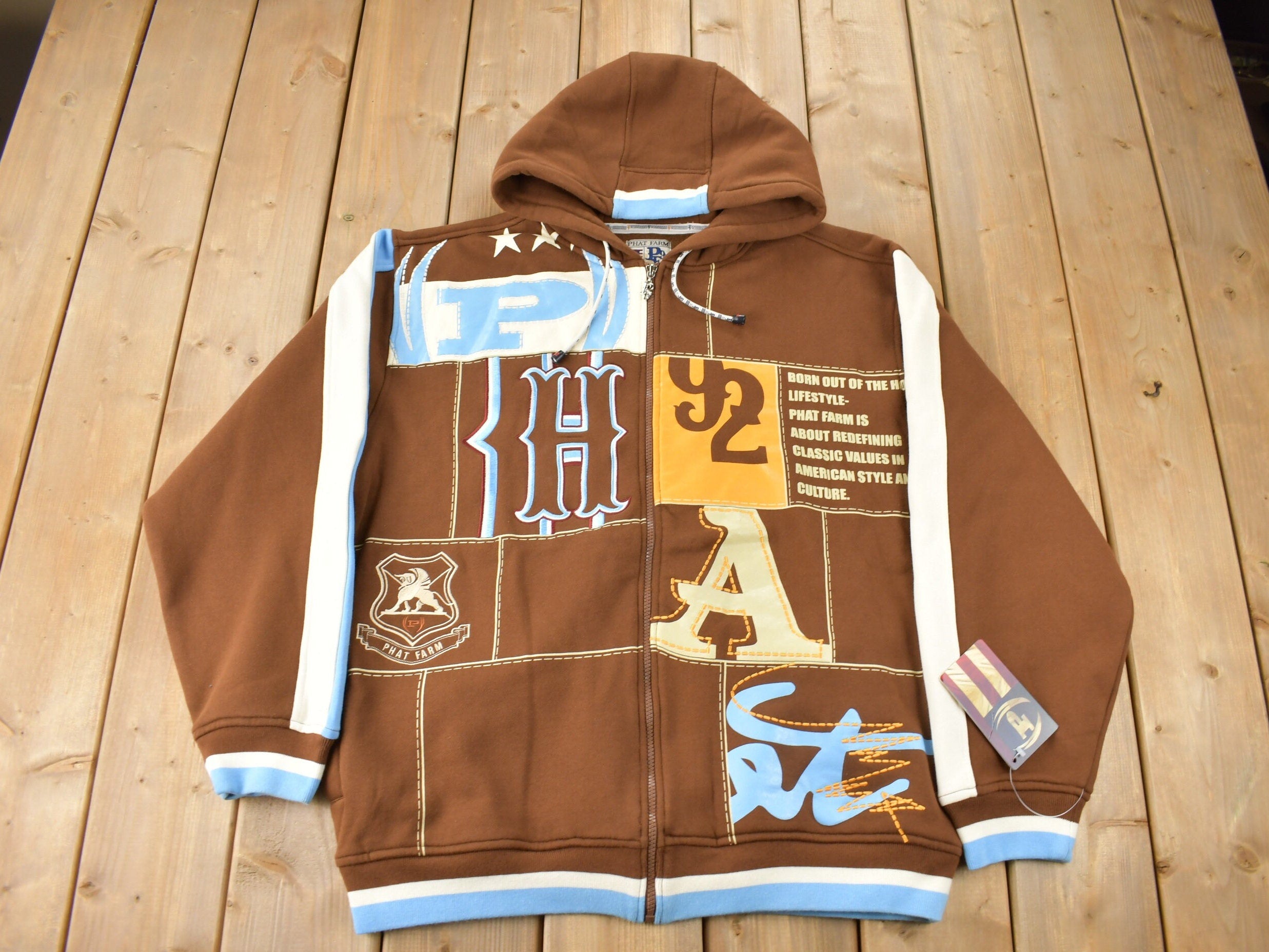 Vintage Deadstock Y2K Phat Farm Embroidered Patchwork Hoodie
