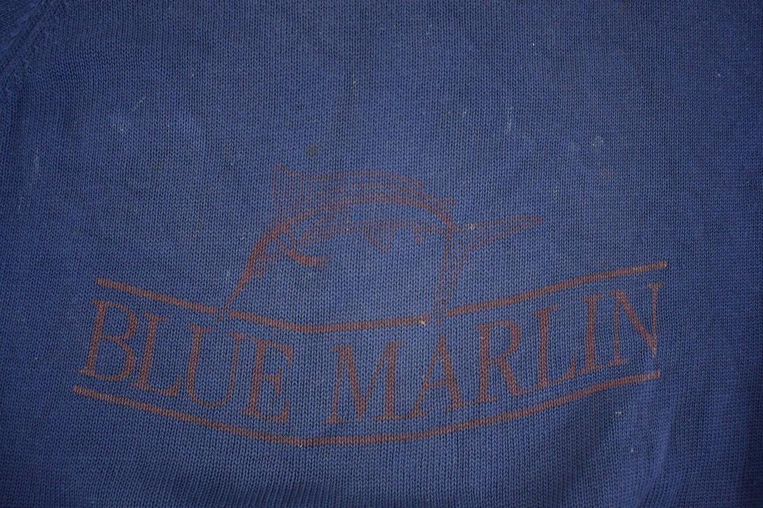 Vintage 1990s Blue Marlin Knit Crewneck Sweater Men's M /