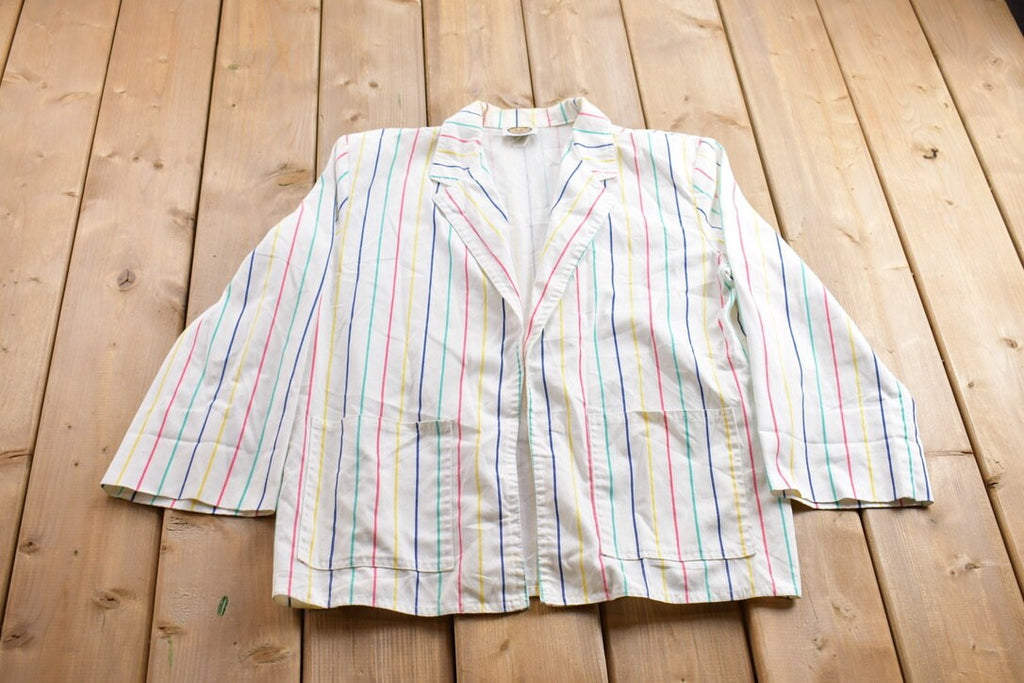 Vintage 1990s Picket And Post Striped Thin Lightweight Blazer