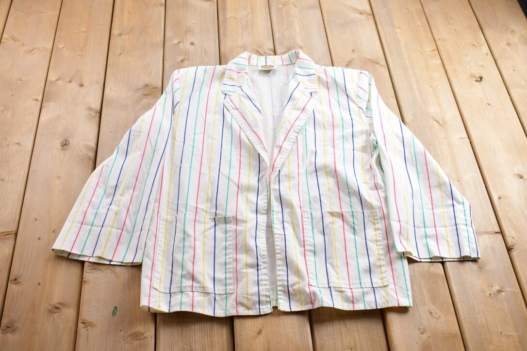 Vintage 1990s Picket And Post Striped Thin Lightweight Blazer