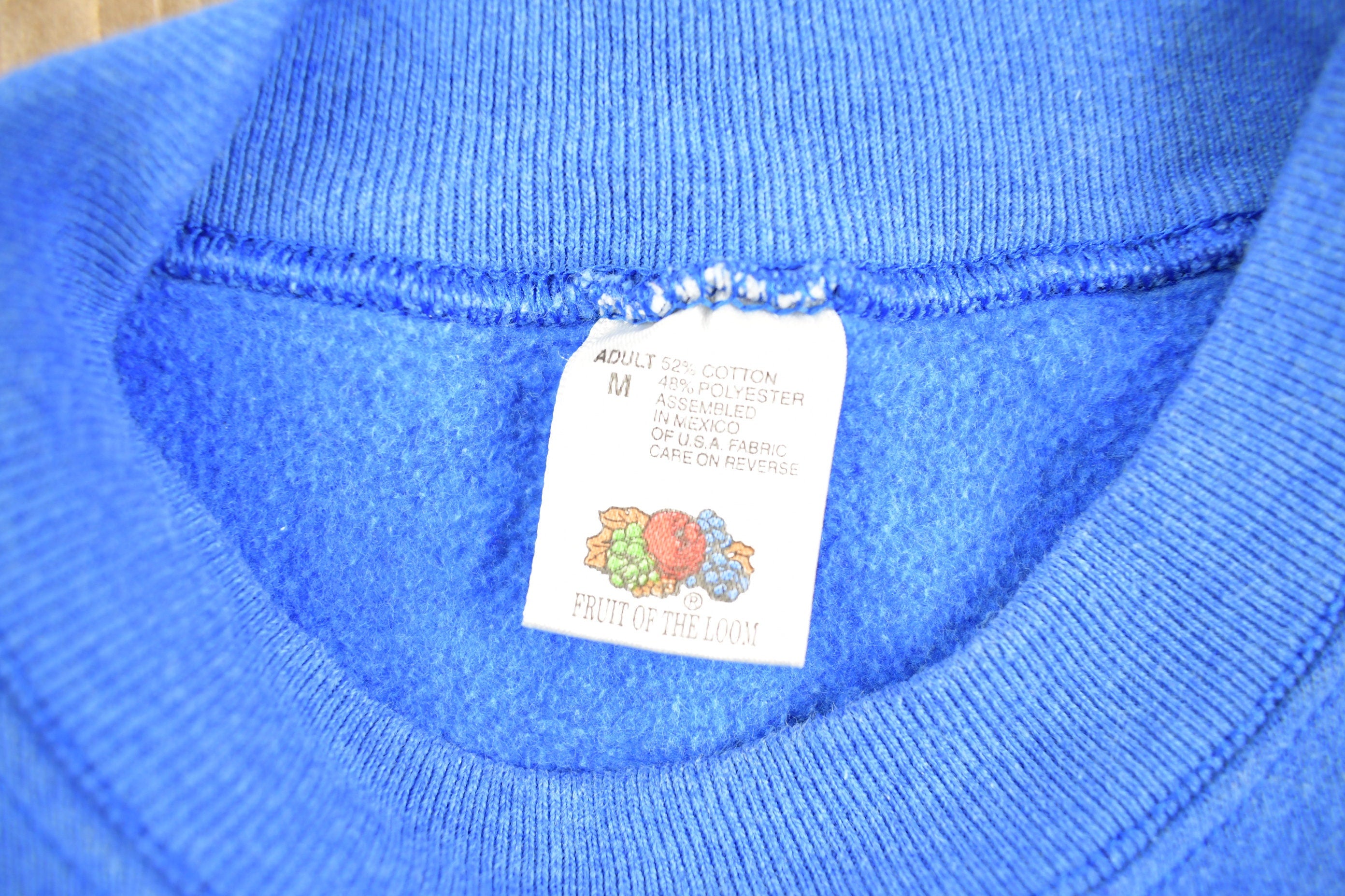 Vintage 1990s Fruit Of The Loom Blue Blank Crewneck Sweatshirt
