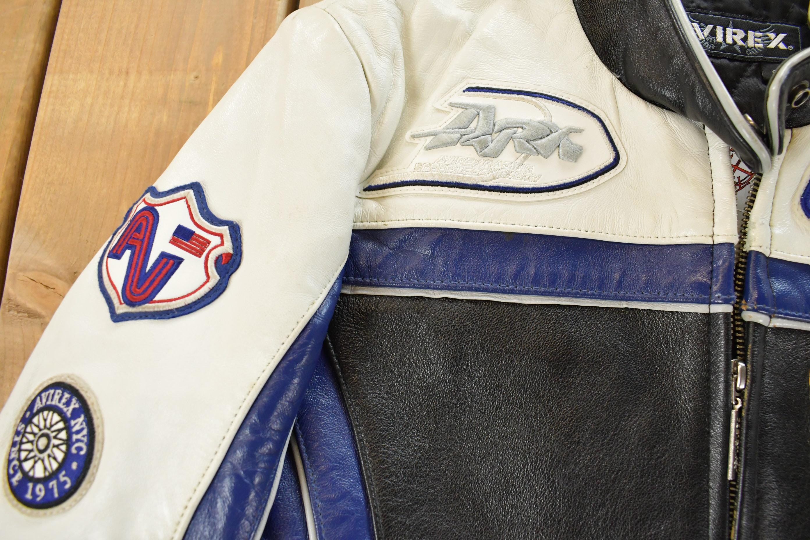 Vintage 1990s Avirex Racing Leather Varsity Jacket Women's S