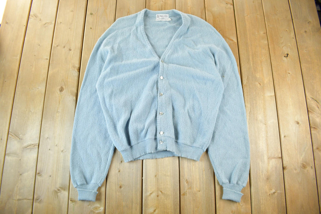 Vintage 1960s Towne & Knit Alpaca Wool Knit Cardigan Sweater Men's Large