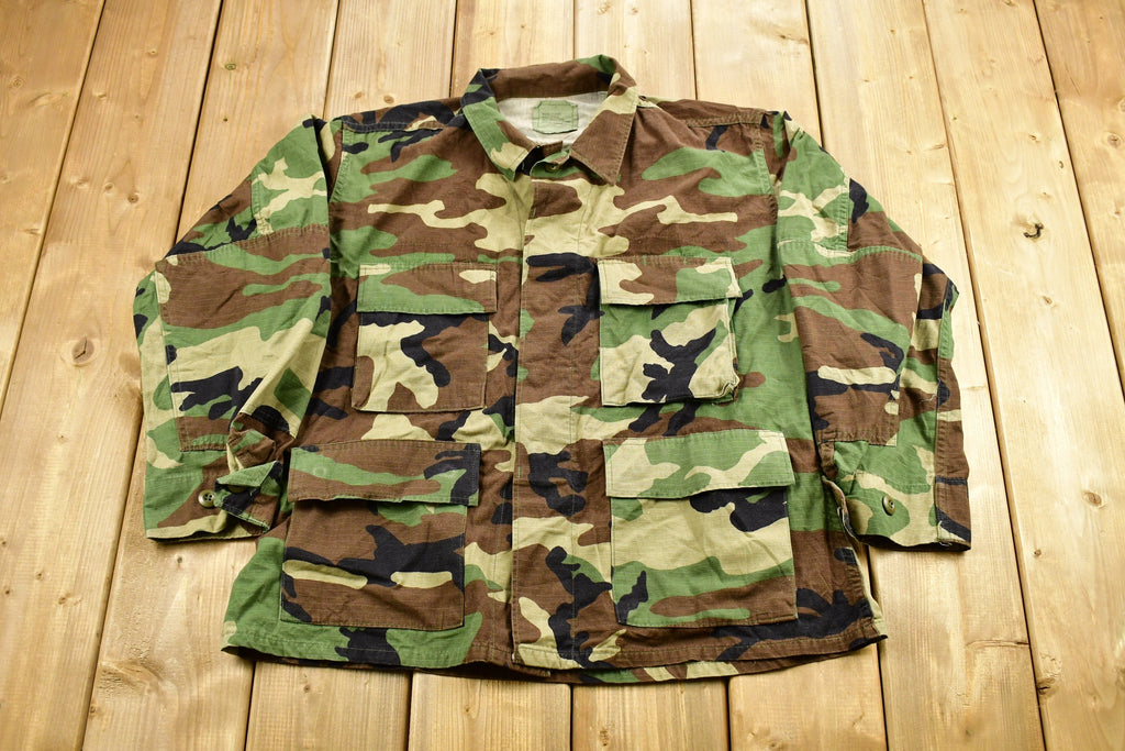 Vintage 2001 Military Camouflaged Army Button Up Shirt