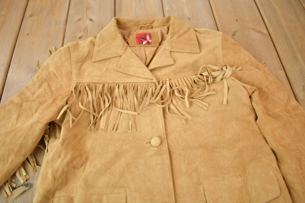 Vintage 1990s Brown Suede Fringe Jacket